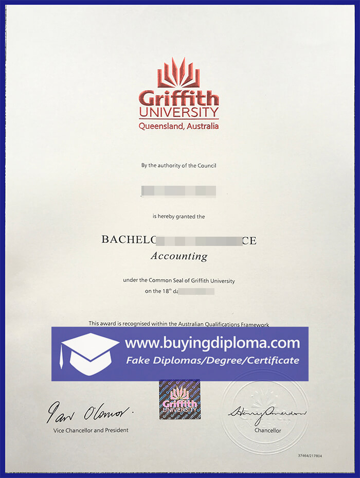 Buy fake Griffith University certificates