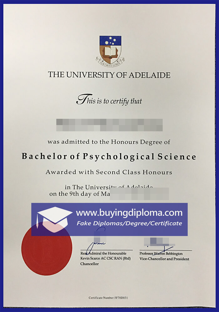 Fake University Of Adelaide Certificate