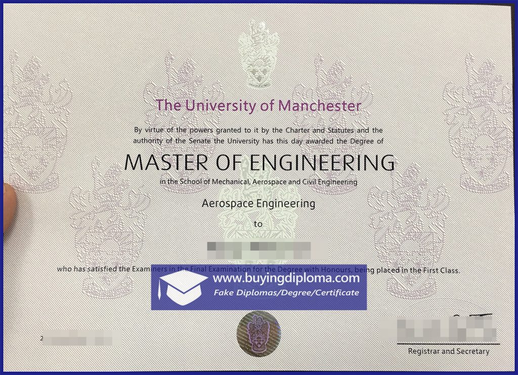 University Of Manchester Certificate