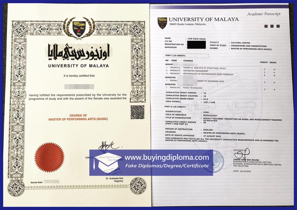 how to Buy a Fake University Malaya Transcript certificate