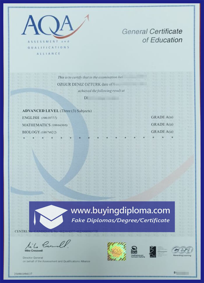 The process of make a fake AQA certificate in London 