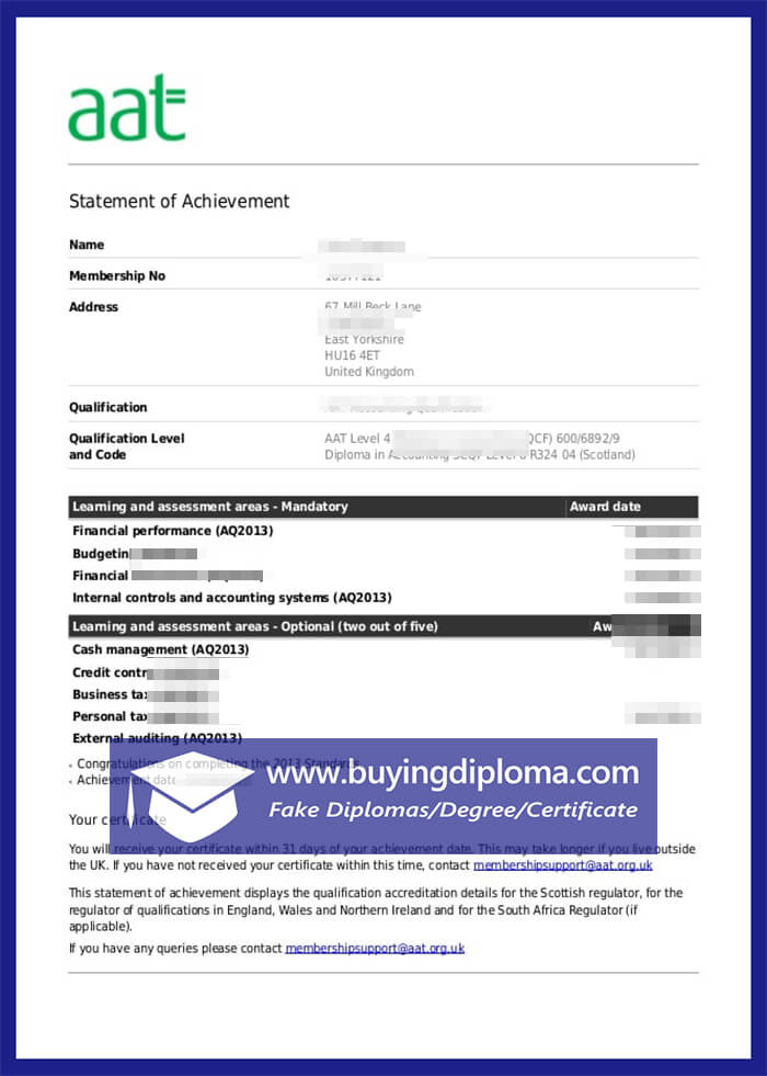 How to buy a fake  AAT transcript