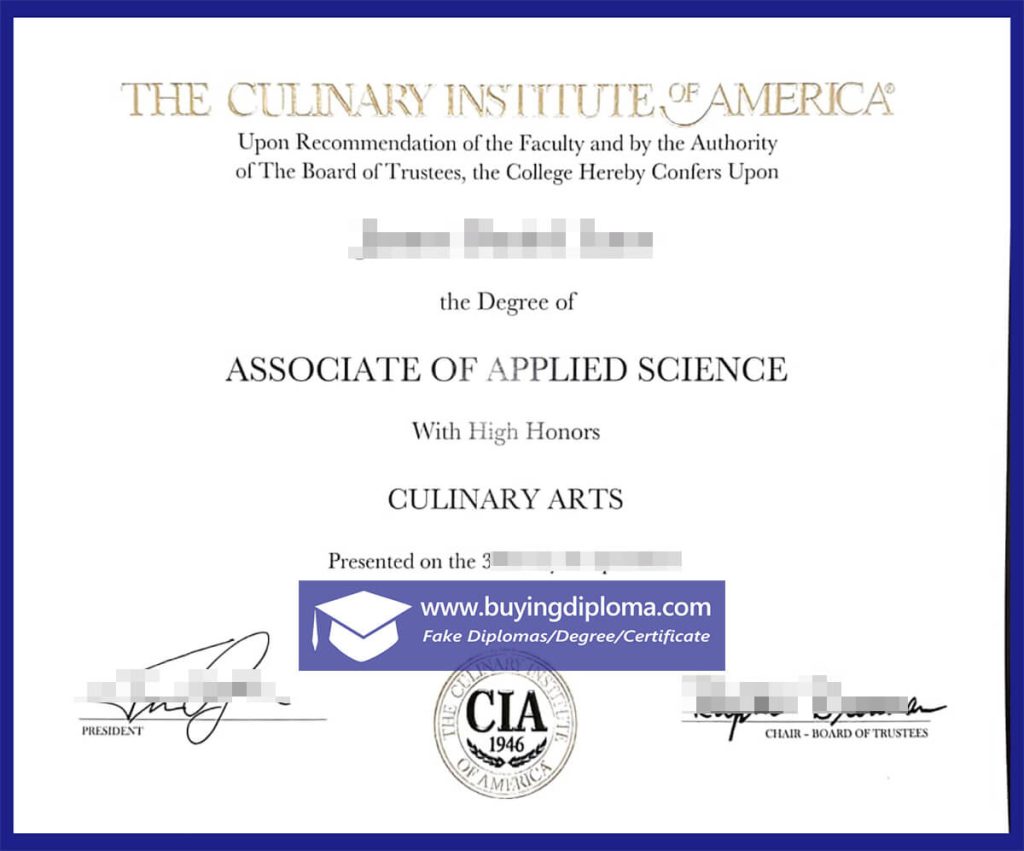 Quickly order a fake Culinary Institute of America diploma
