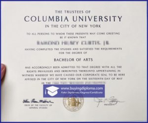Custom Fake Columbia University diploma online