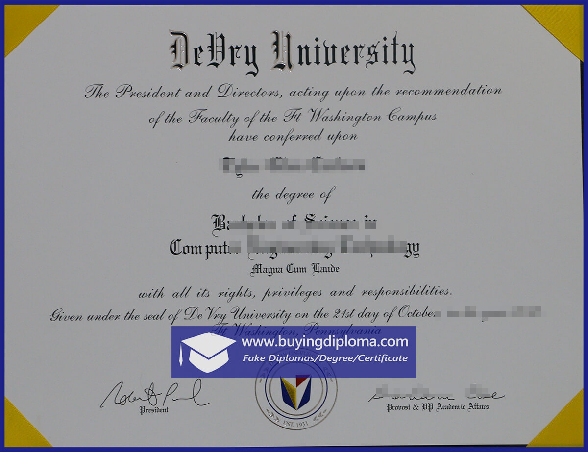 Risks of buying a fake DeVry University diploma
