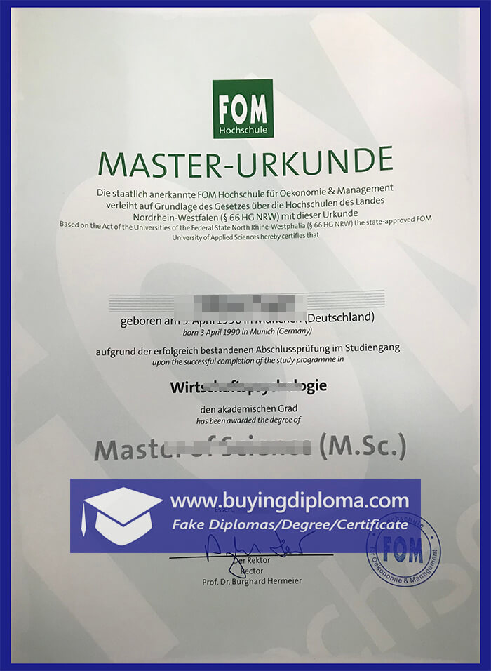 Copy FOM University certificate
