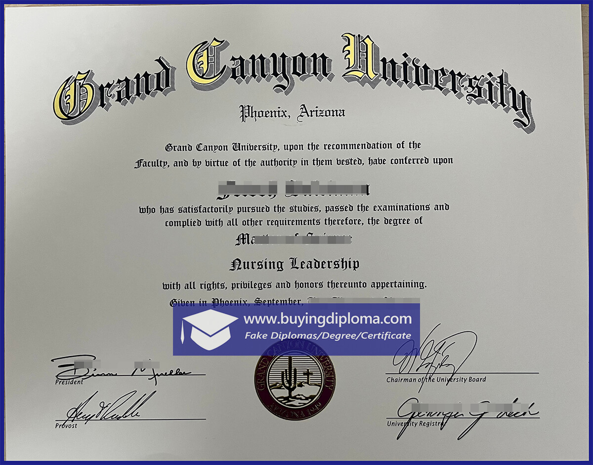 Buy a fake Grand Canyon University diploma