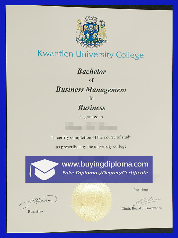 Real Kwantlen University College certificate