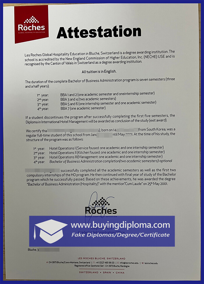 Buy a Fake Les Roche certificate