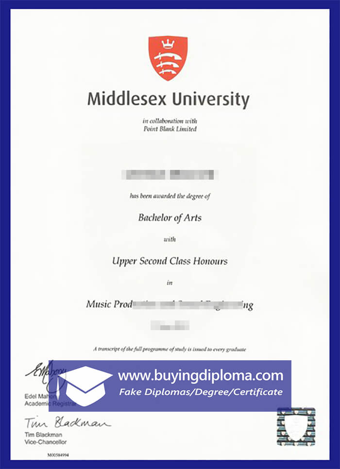 Change A Fake Middlesex University certificate