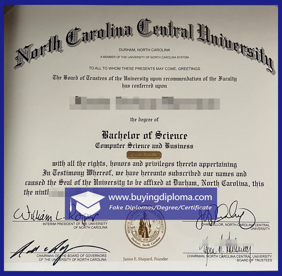 Make a fake North Carolina central University diploma 