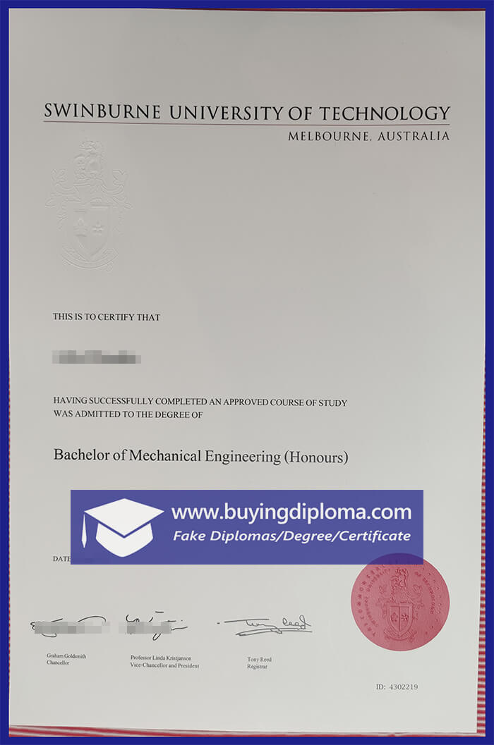 Custom Fake Swinburne University of Technology certificate