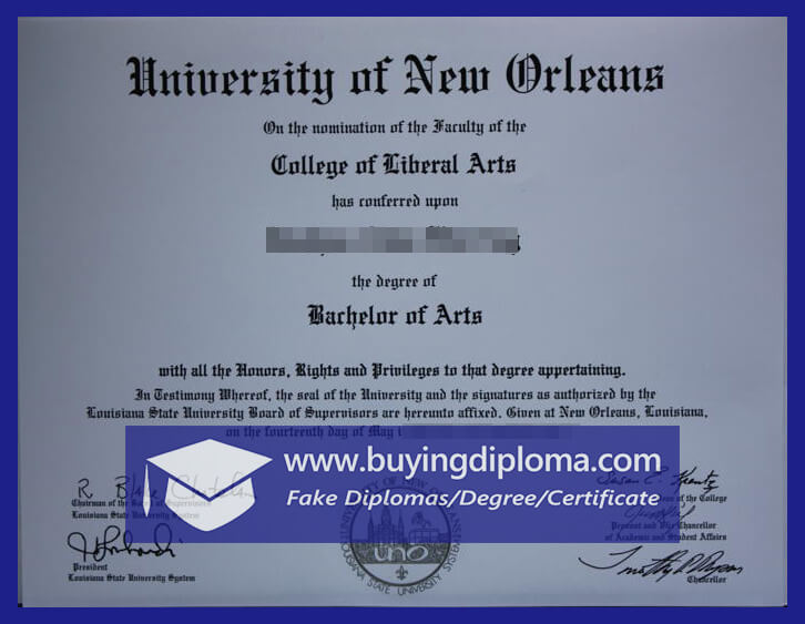 Safely Applying for a fake University of New Orleans degree