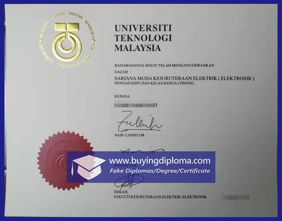 Custom a Universiti Teknologi Malaysia certificate