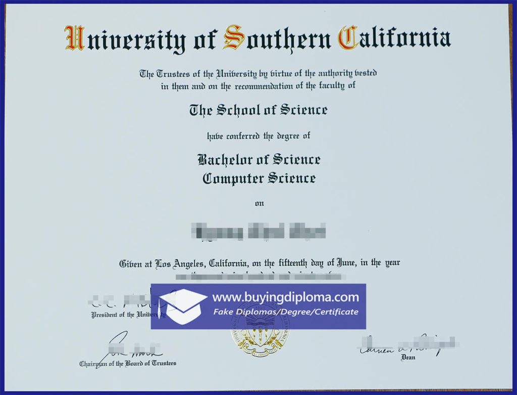 Buy a University of Southern California certificate