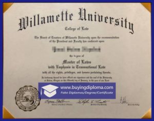 Purchase a Willamette University College of Law diploma