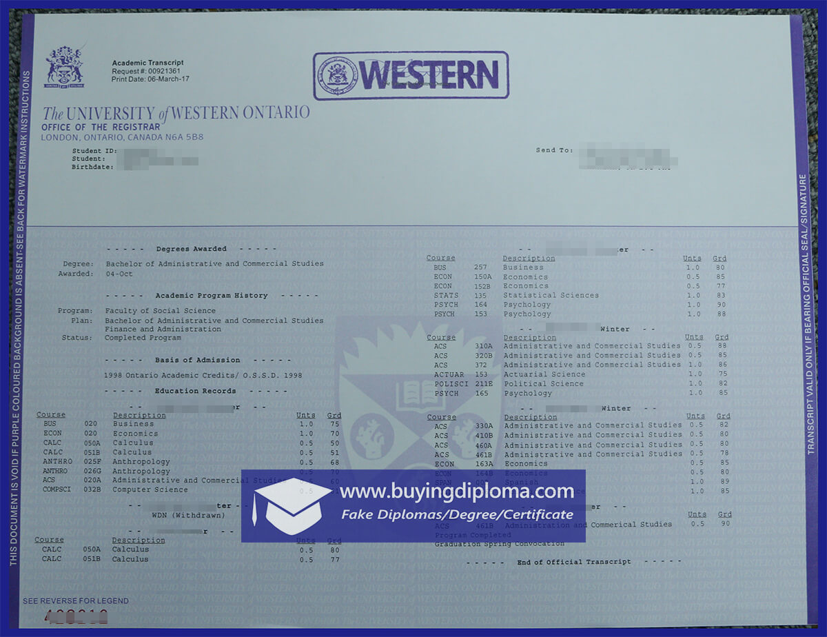 Where to buy a university of western ontario transcript