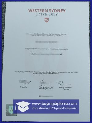 Get a fake Western Sydney University certificate