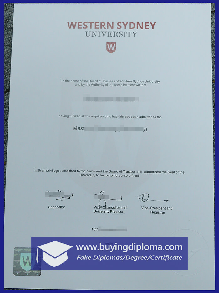 Get a fake Western Sydney University certificate