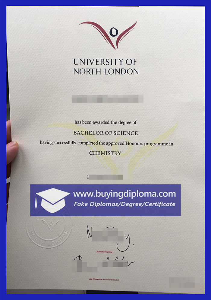 Fake University of North London diploma