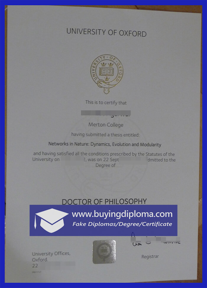 University of Oxford fake degree