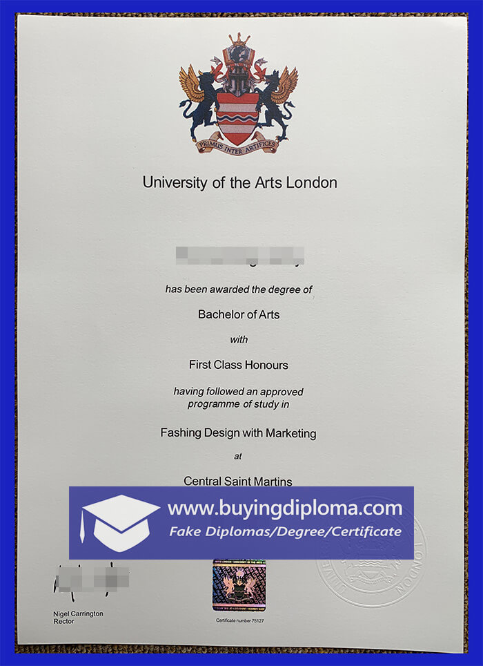 University of the Arts London degree diploma