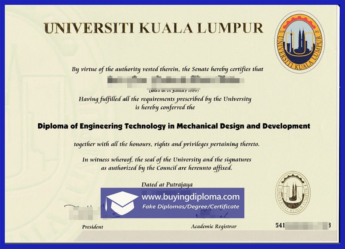 Get a University of Kuala Lumpur fake diploma