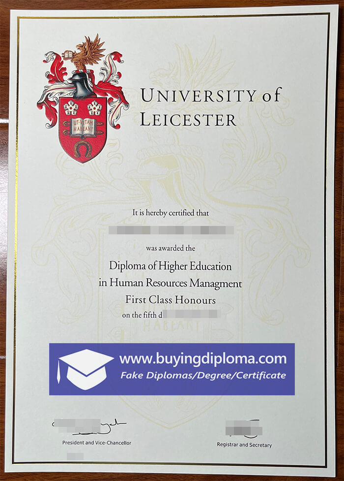 University of Leicester certificate and transcript